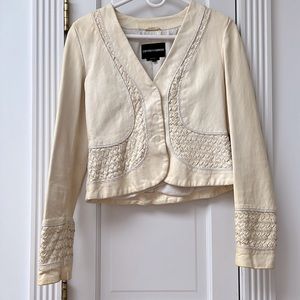 Vintage Emporio Armani Leather crop jacket in cream